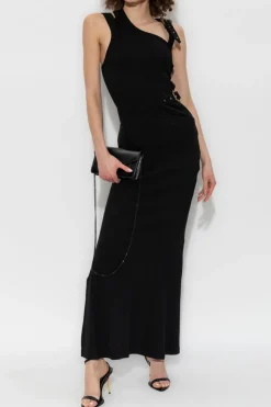 Versace Jeans Couture BLACK Ribbed One-Shoulder Dress