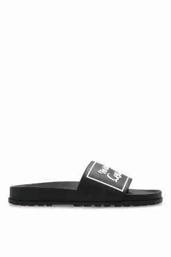 Versace Jeans Couture BLACK Rubber slides with logo