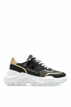 Versace Jeans Couture BLACK Sneakers with shimmering glitter