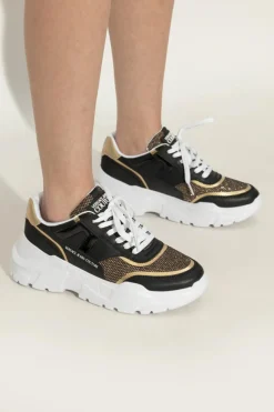 Versace Jeans Couture BLACK Sneakers with shimmering glitter