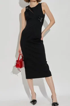 Versace Jeans Couture BLACK Dress with decorative appliqué and slit