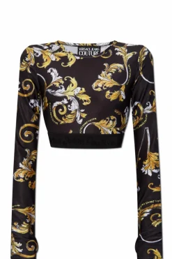 Versace Jeans Couture BLACK Short top with Outline Barocco print