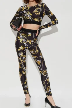 Versace Jeans Couture BLACK Short top with Outline Barocco print