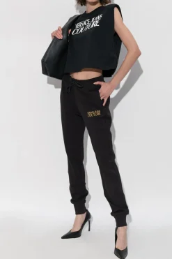 Versace Jeans Couture BLACK Sweatpants with embroidered logo