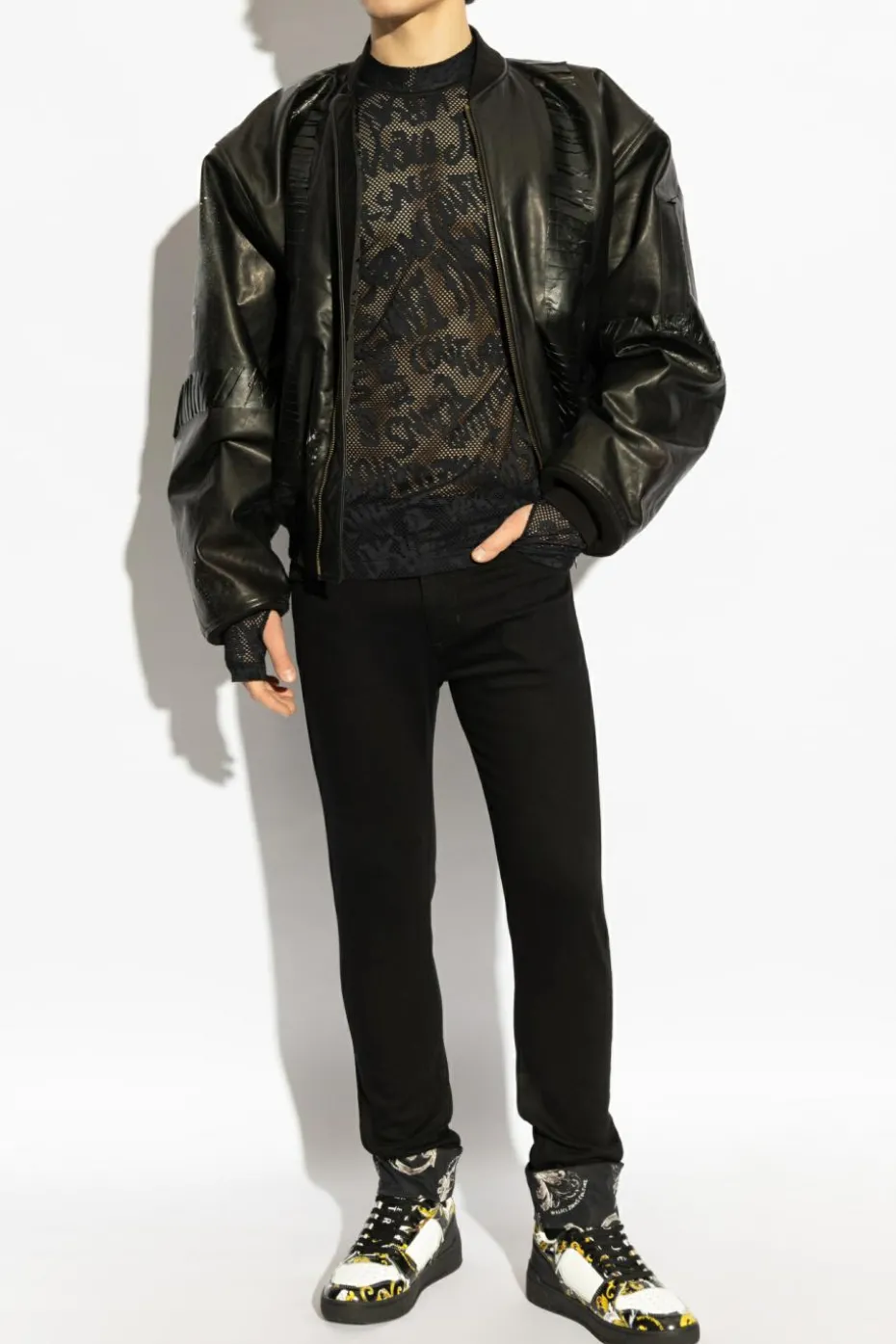 Versace Jeans Couture BLACK Lace long sleeve t-shirt