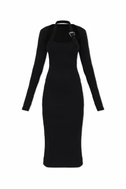 Versace Jeans Couture BLACK Ribbed bodycon dress
