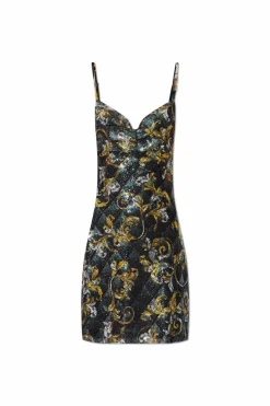Versace Jeans Couture BLACK Sequined dress with barocco pattern