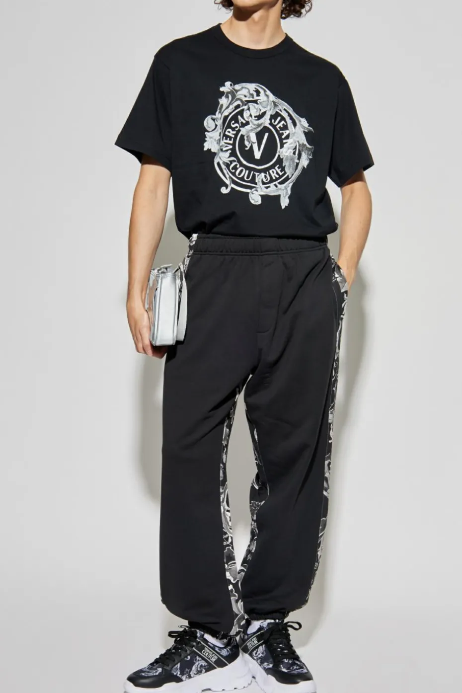 Versace Jeans Couture BLACK Sweatpants with "Barocco" print