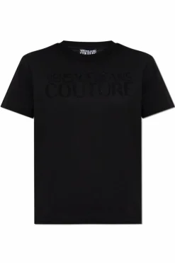 Versace Jeans Couture BLACK T-shirt with shimmering appliqués