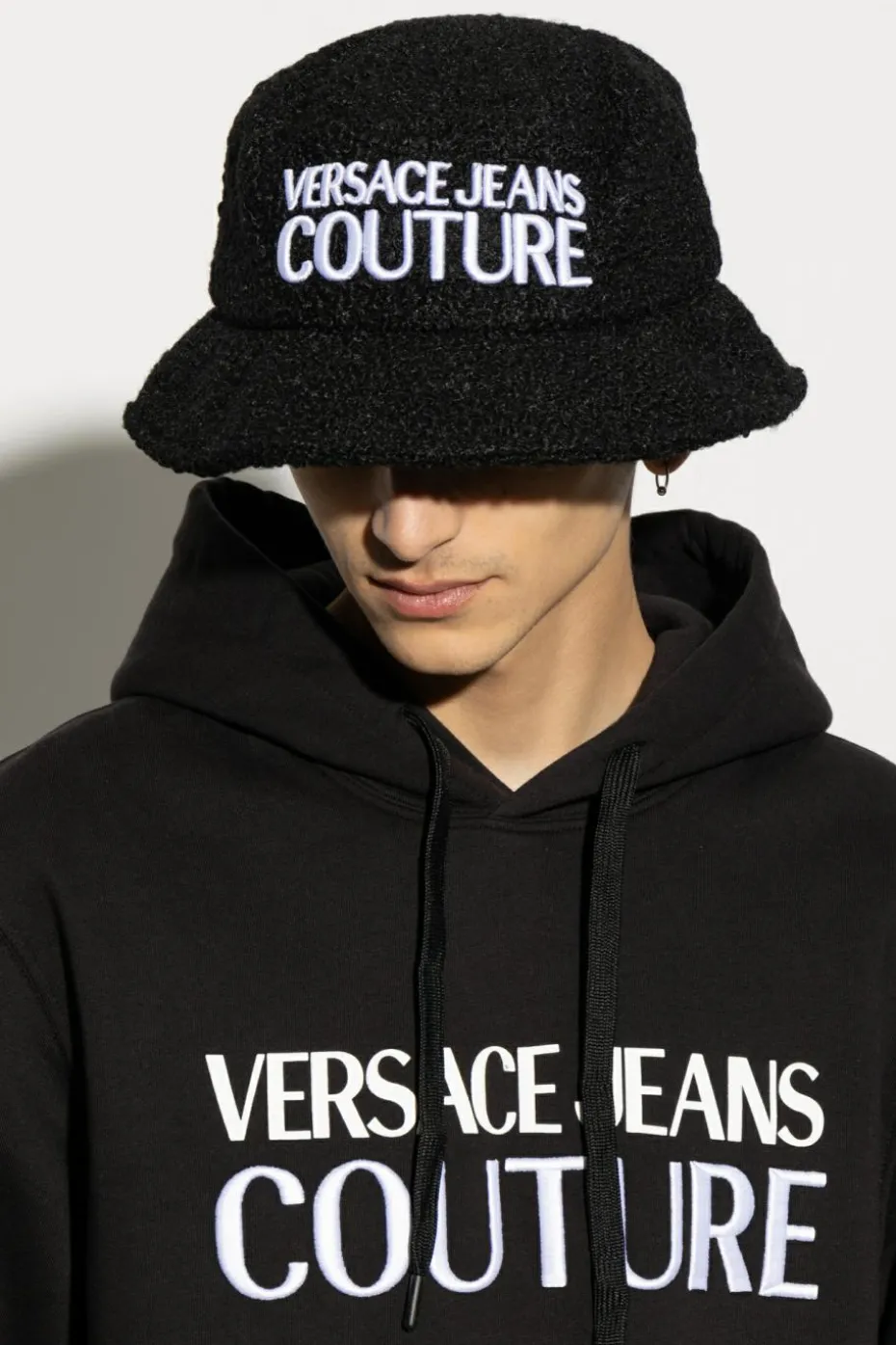 Versace Jeans Couture BLACK Hat with embroidered logo