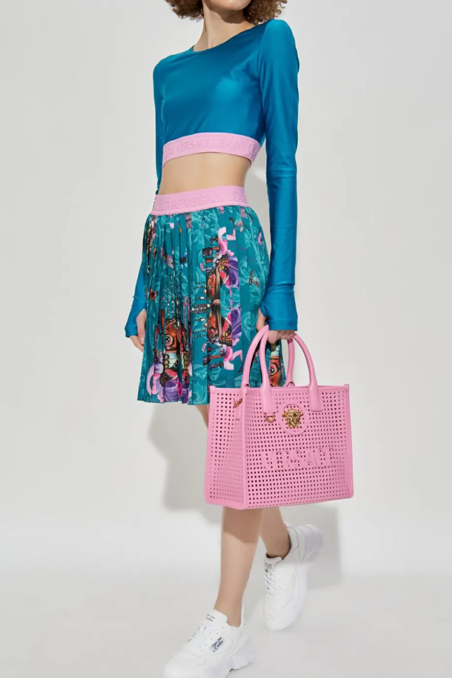 Versace Jeans Couture BLUE Short top with long sleeves