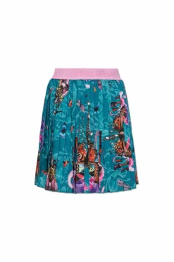 Versace Jeans Couture BLUE Pleated skirt with colorful print