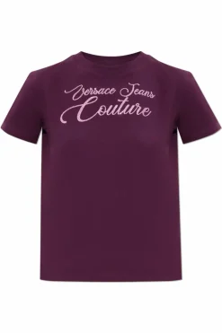 Versace Jeans Couture BURGUNDY T-shirt with shimmering appliquƩs