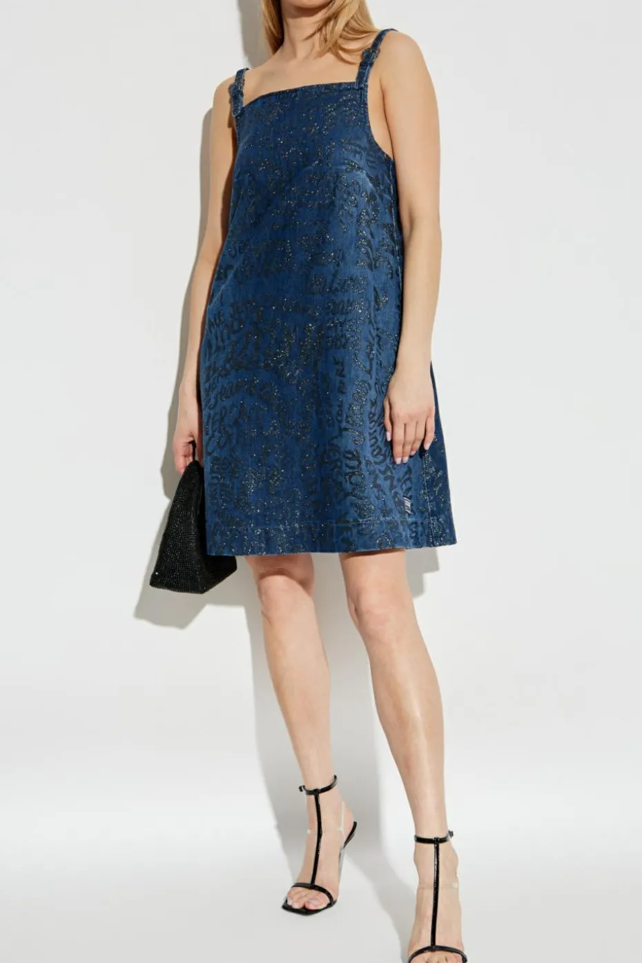 Versace Jeans Couture NAVY BLUE Denim dress with glitter finish