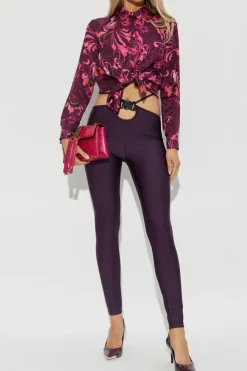 Versace Jeans Couture PURPLE Leggings with logo appliqué