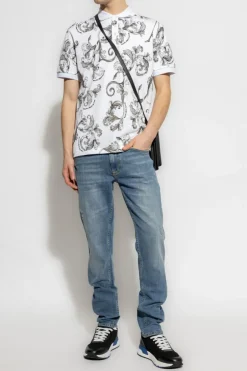 Versace Jeans Couture WHITE Polo with Barocco print