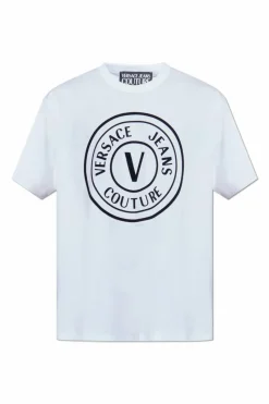 Versace Jeans Couture WHITE T-shirt with a velvet finish print