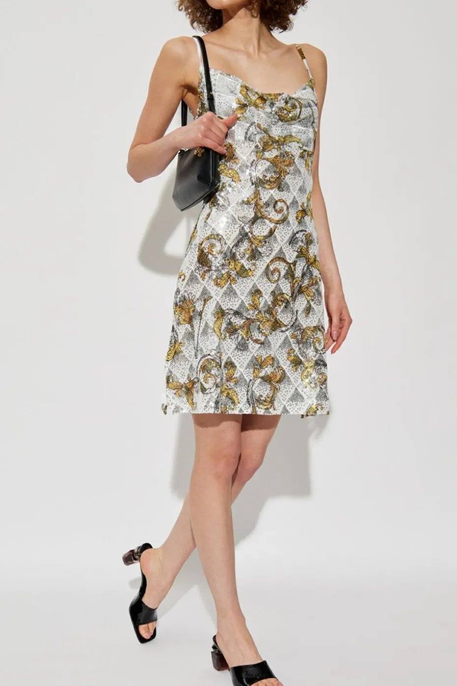 Versace Jeans Couture WHITE Sequin dress with barocco pattern