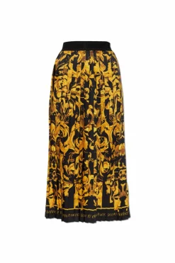 Versace Jeans Couture YELLOW Pleated skirt with 'Barocco' print