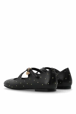 Versace Kids BLACK Leather ballet flats with applications