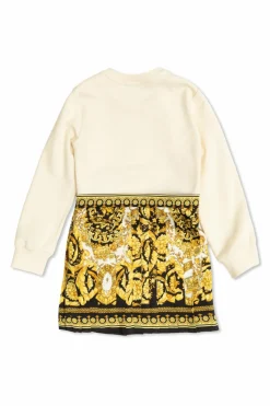 Versace Kids cream Dress with pleated skirt