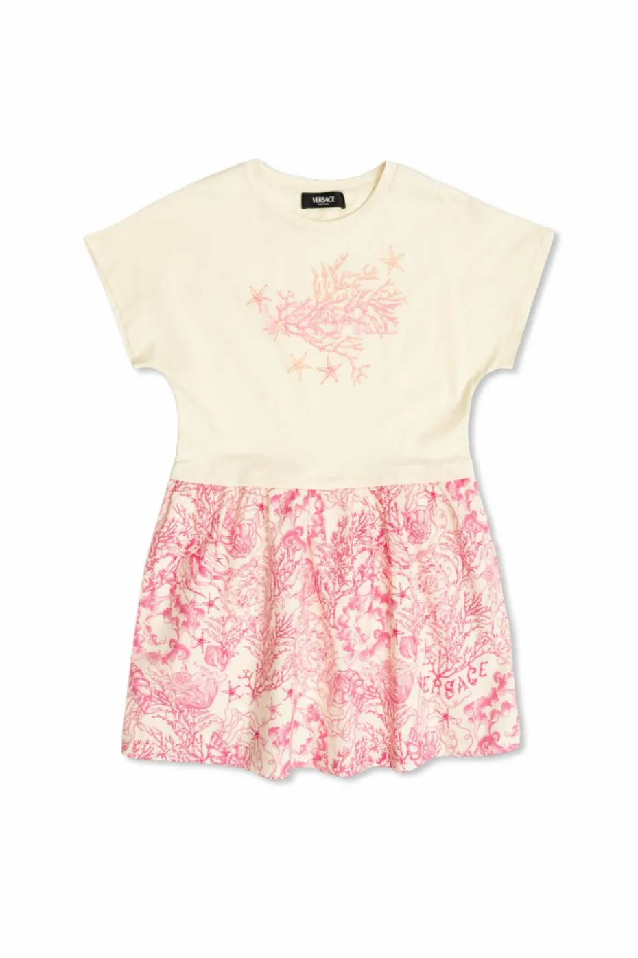 Versace Kids cream Dress with print