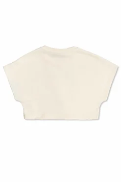 Versace Kids cream T-shirt with cut-out logo