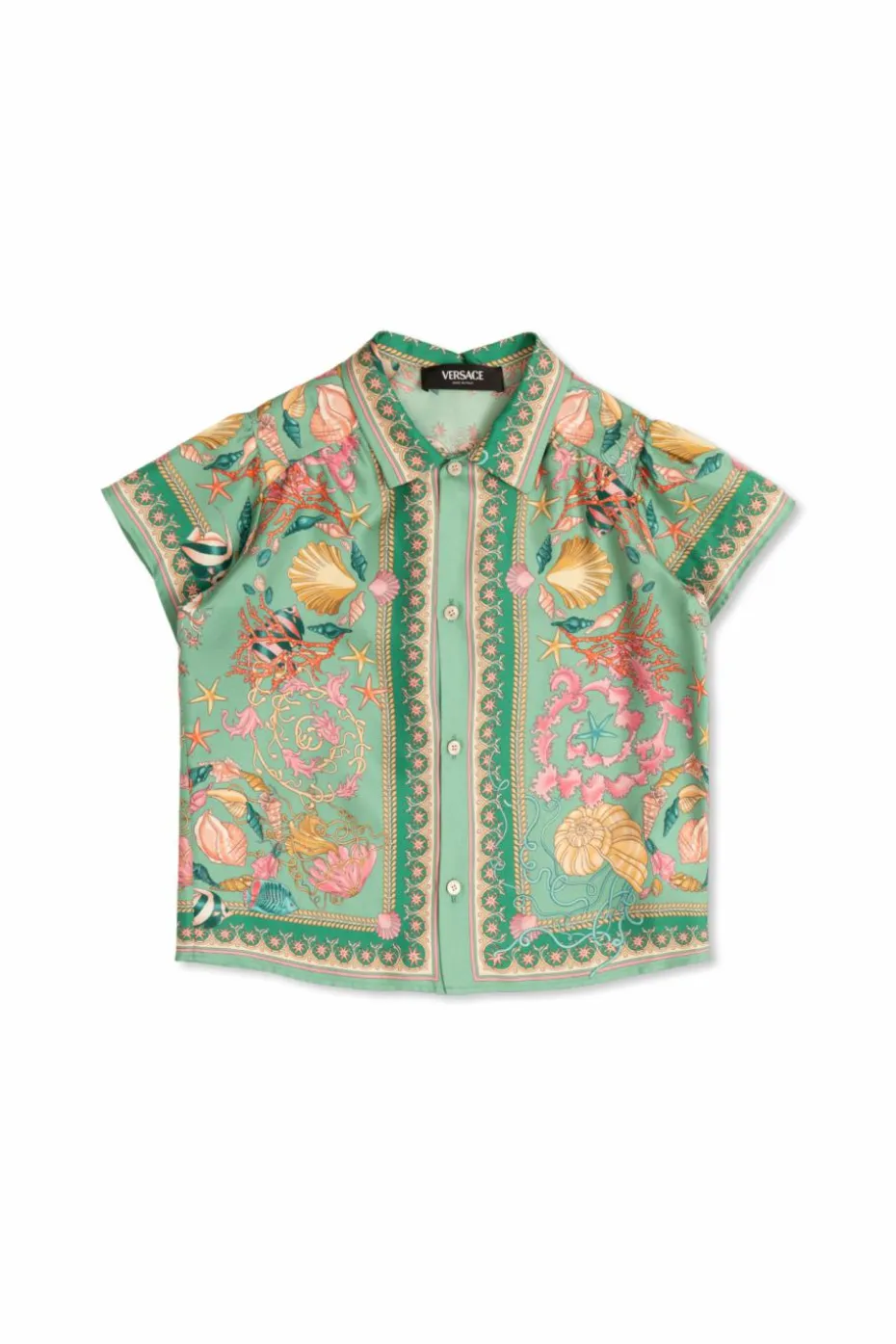 Versace Kids GREEN Silk shirt with print