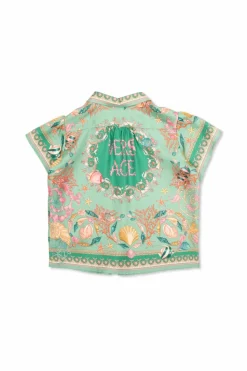 Versace Kids GREEN Silk shirt with print