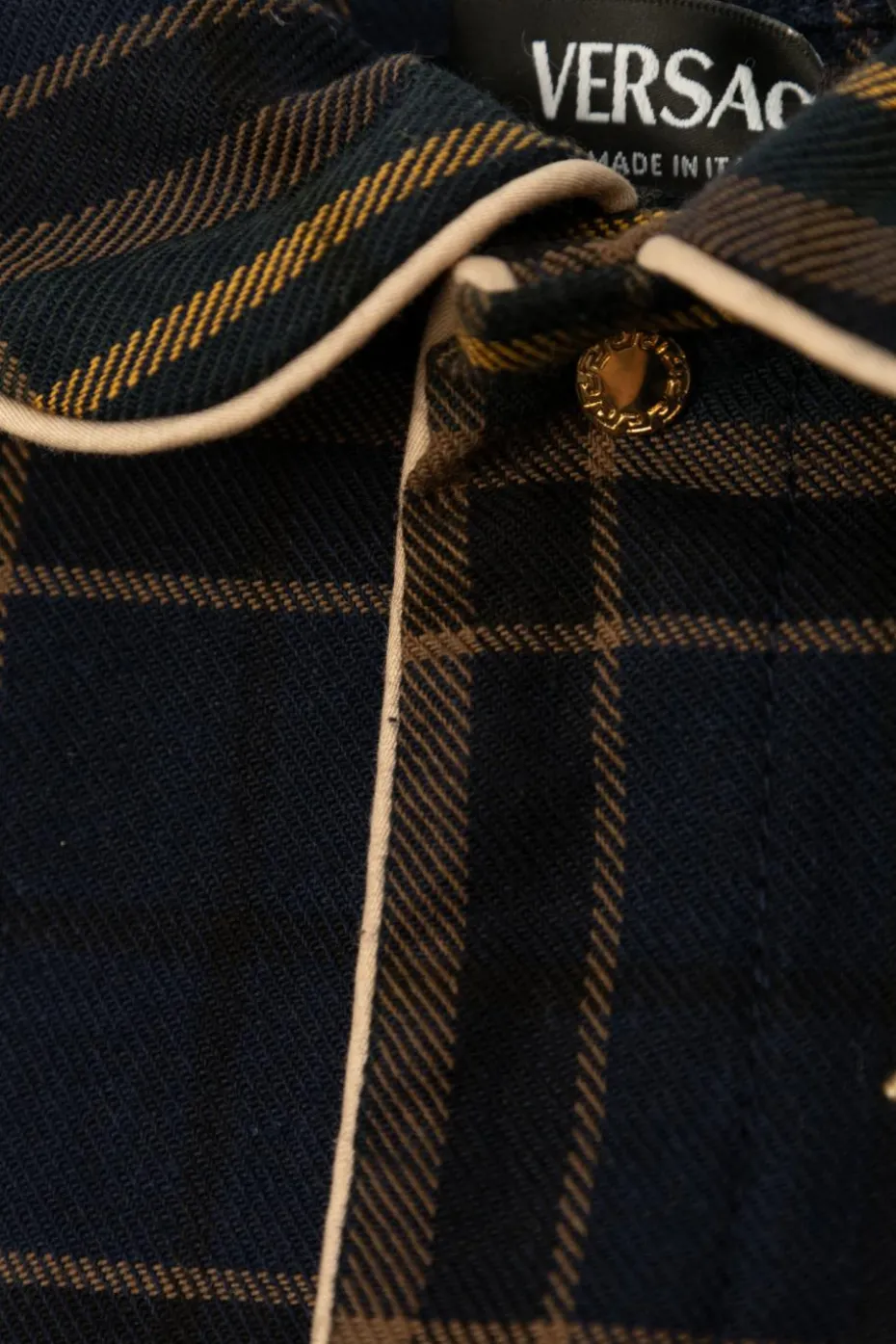 Versace Kids NAVY BLUE Baby romper with check pattern