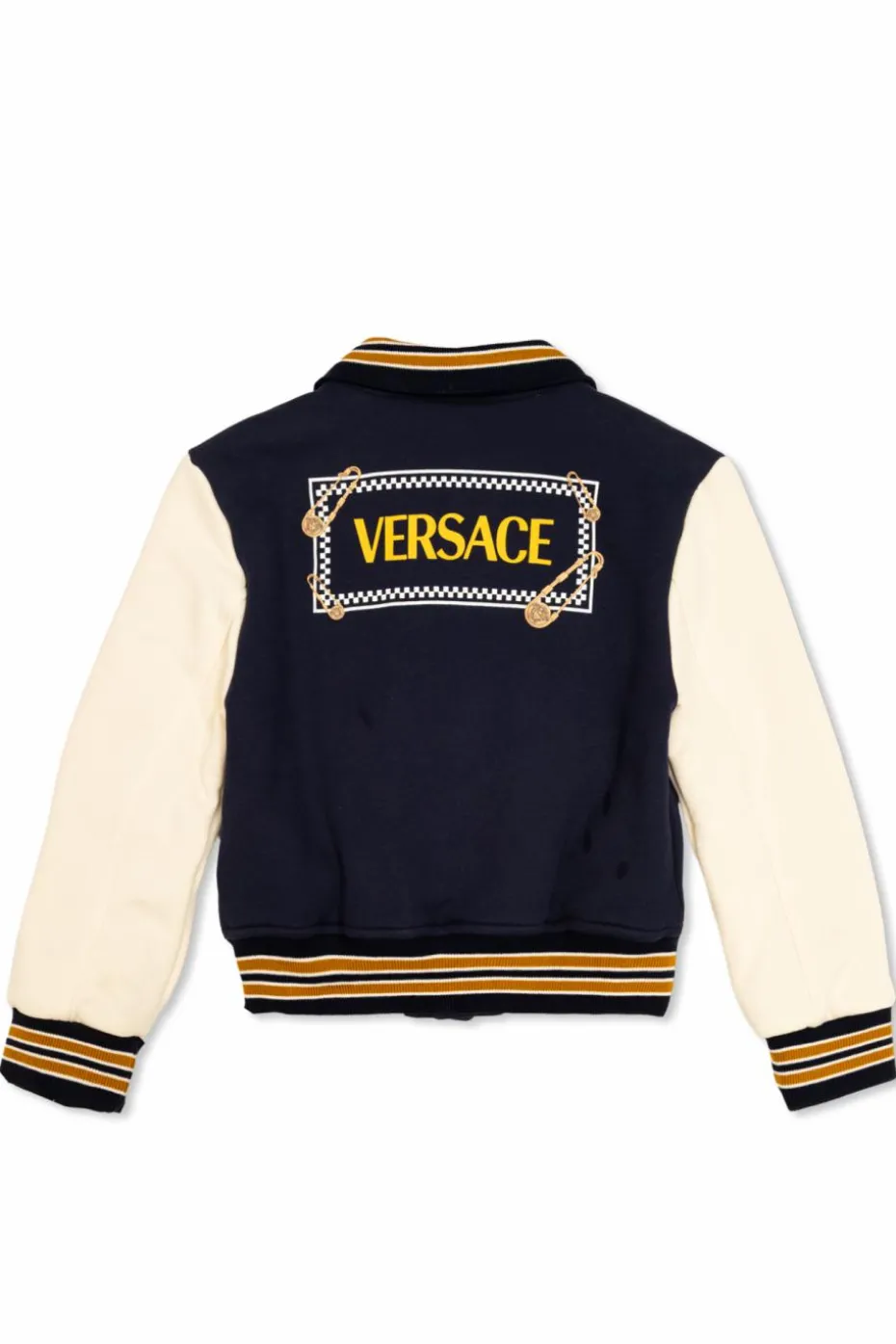 Versace Kids NAVY BLUE Cotton jacket with embroidered logo