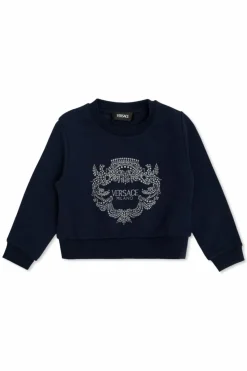 Versace Kids NAVY BLUE Sweatshirt with a shimmering print