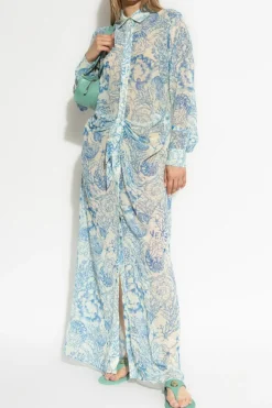 Versace light blue Dress with draping at the waist