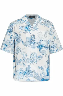 Versace light blue Shirt with `Coral Theatre Allover` print