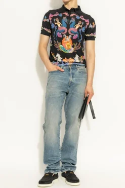 Versace MULTICOLOUR Polo shirt with "Coral Theatre" print