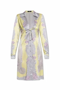 Versace MULTICOLOUR Silk dress with Medusa Cameo print