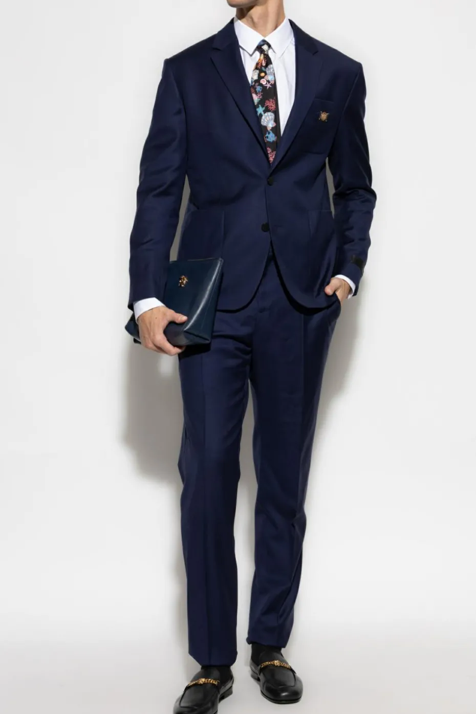 Versace NAVY BLUE Creased trousers