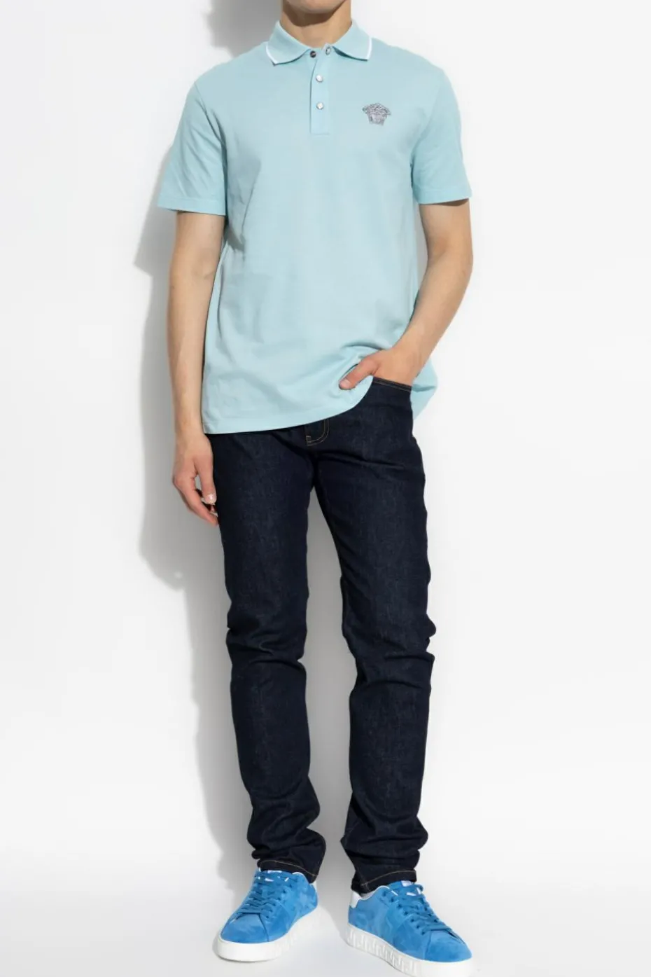 Versace NAVY BLUE Jeans with tapered legs