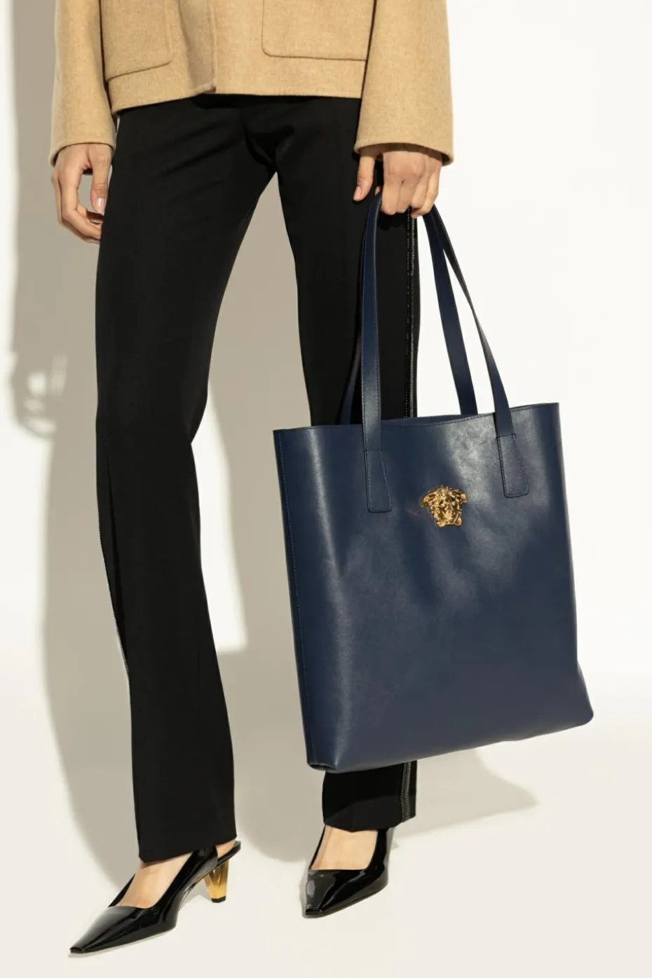 Versace NAVY BLUE Leather 'shopper' bag