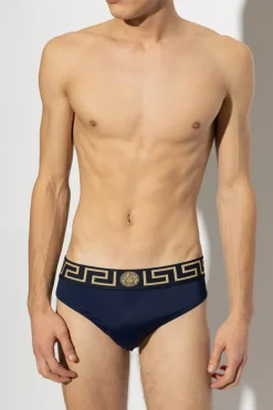 Versace NAVY BLUE Logo swim briefs