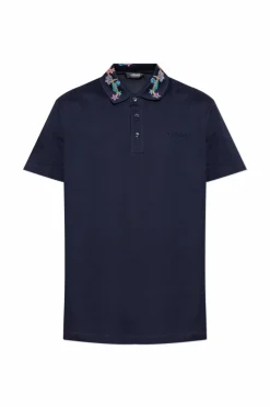 Versace NAVY BLUE Polo with colorful embroidery on the collar