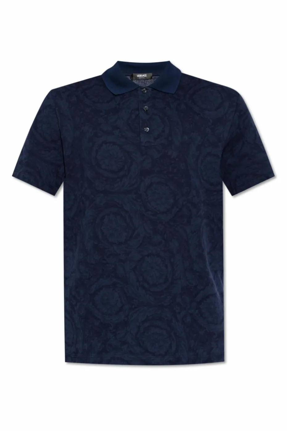 Versace NAVY BLUE Polo with Vbarocco pattern