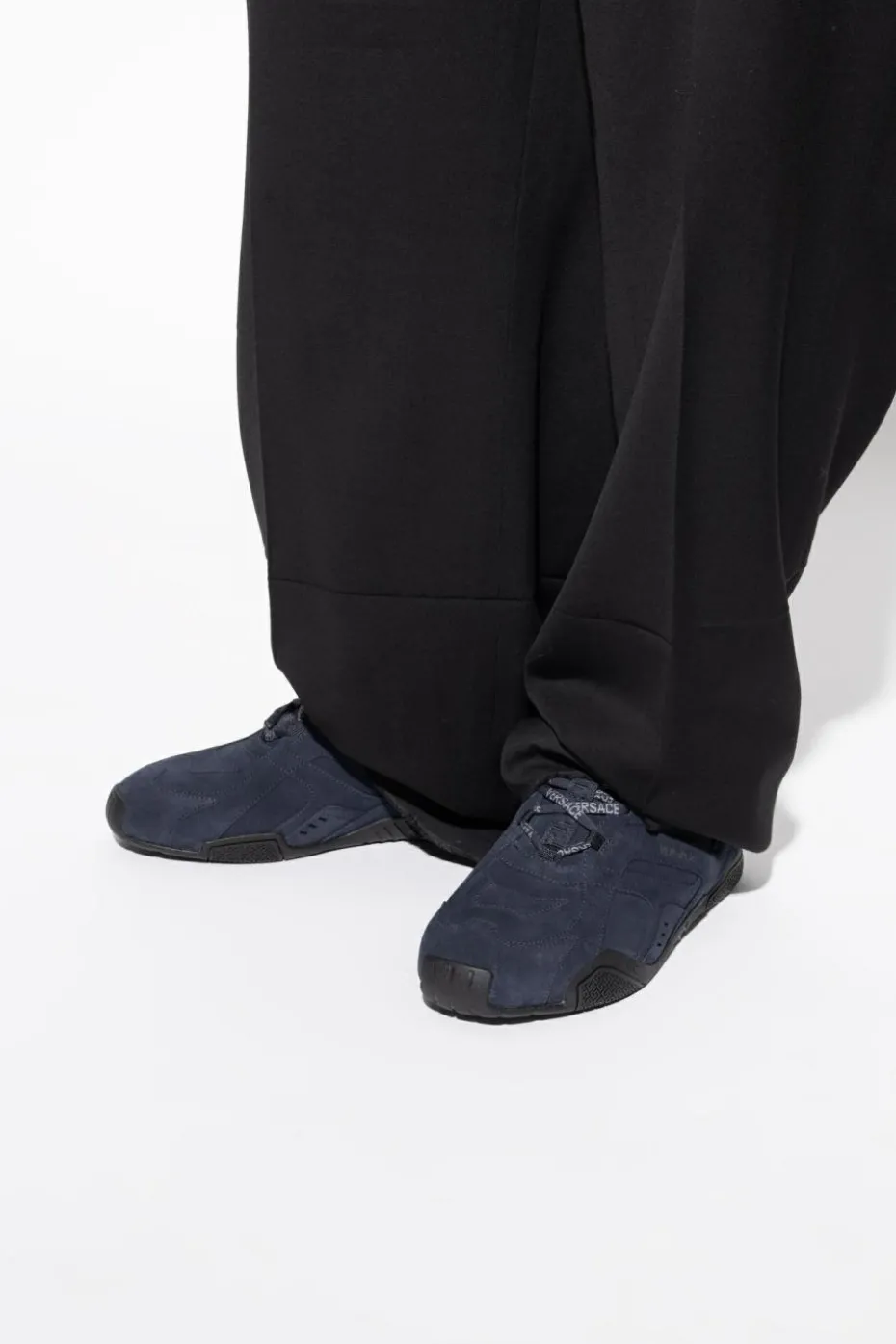 Versace NAVY BLUE Suede sports shoes