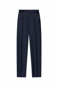 Versace NAVY BLUE Wool pants with crease