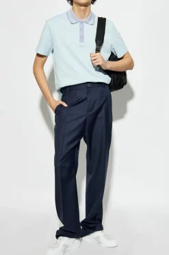 Versace NAVY BLUE Wool pants with crease