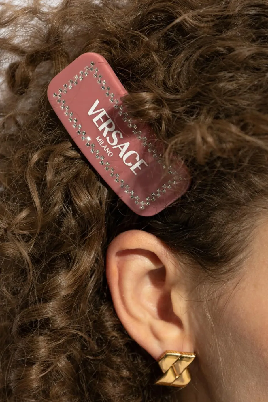 Versace PINK Hair clip with shimmering crystals