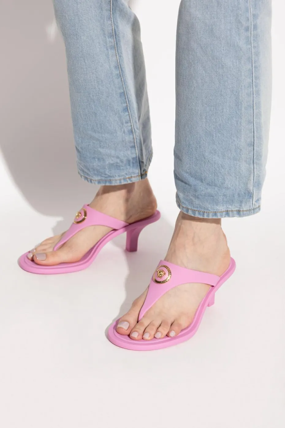 Versace PINK Heeled flip-flops