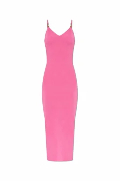 Versace PINK Ribbed spaghetti strap dress