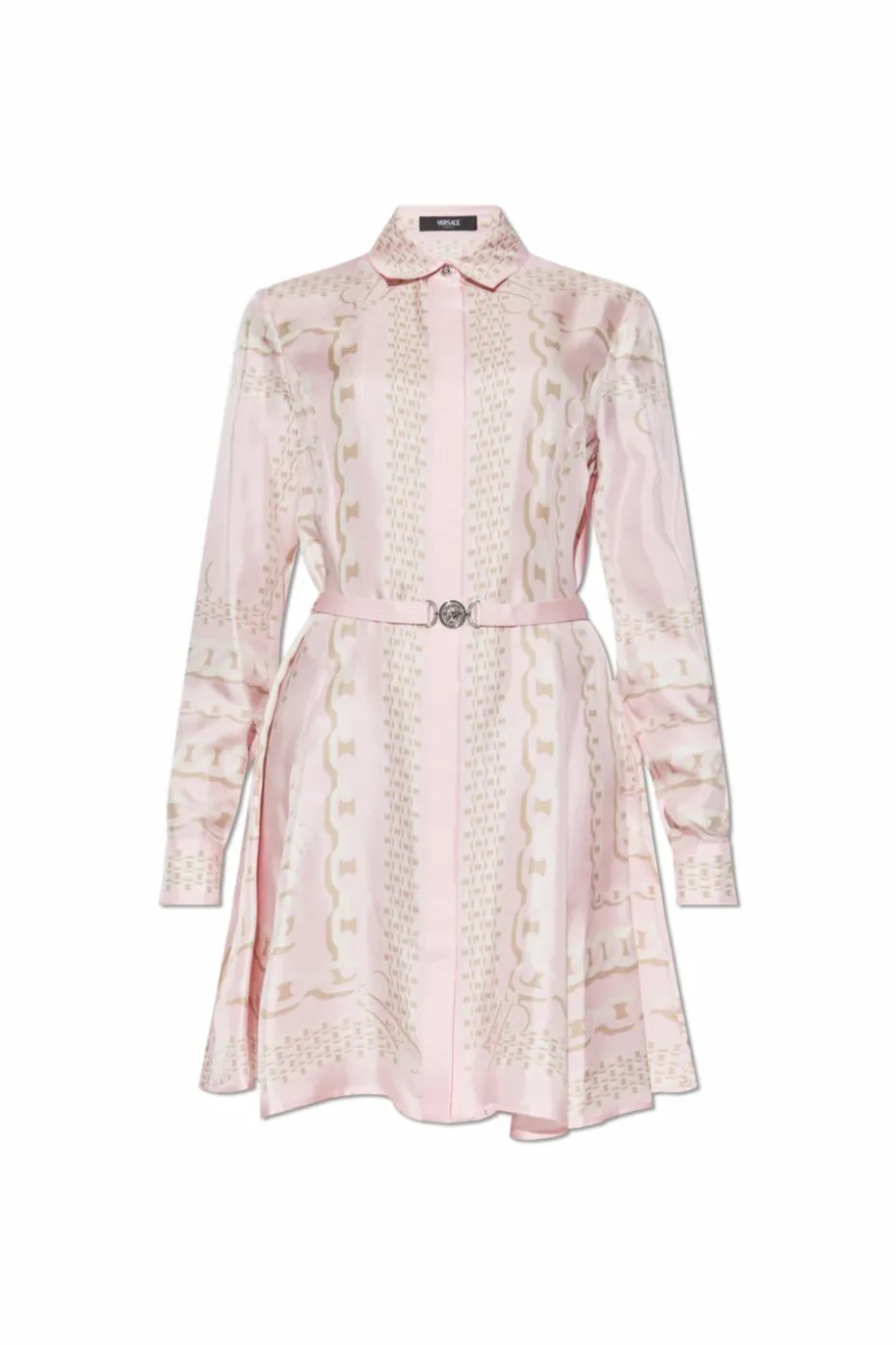 Versace PINK Silk dress with Barocco Chain pattern