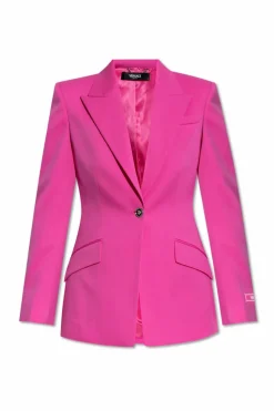Versace PINK Wool blazer with closed lapels